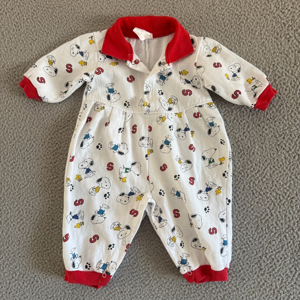 Vintage Snoopy One Piece Baby 12 Months Jumpsuit Novelty Nostalgia 70s